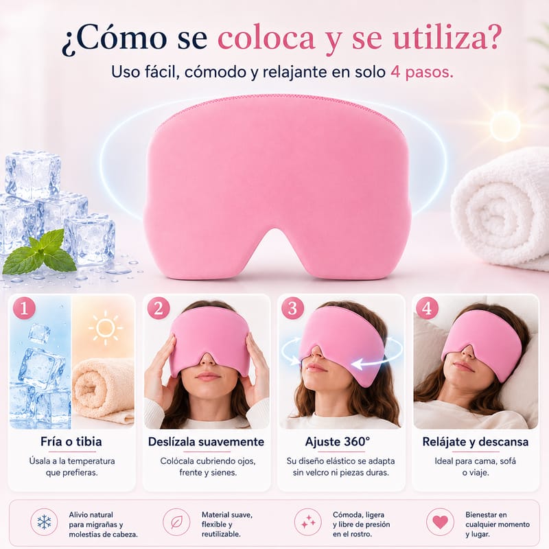 Mascarilla de gel frío para migraña y dolor de cabeza - Image 3