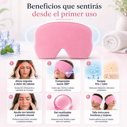 Mascarilla de gel frío para migraña y dolor de cabeza - Image 2