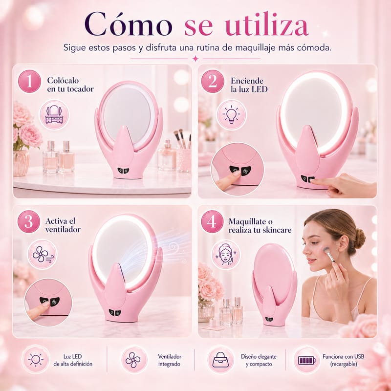 Espejo con luz LED y ventilador integrado - Image 3